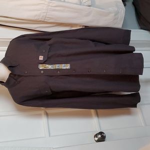 Mens Large TALL Carhartt button up long sleeve chambray shirt dark gray